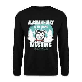 Alaskan Husky Mushing Game Design pour les fans de Husky - Sweat-shirt Unisexe - noir - Devant - Alina (178cm) & Michal (187cm)