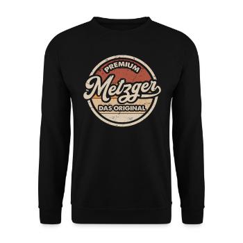 Metzger Original Metzgerei Lustiges Fleischer - Unisex Pullover - Schwarz - Vorne - Alina (178cm) & Michal (187cm)