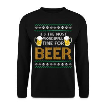 X-Mas Saying - It's the Most Wonderful Time For a - Unisex Pullover - Schwarz - Vorne - Alina (178cm) & Michal (187cm)