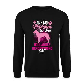 Mädchen das ihren Hollandse Herdershond liebt - Unisex Pullover - Schwarz - Vorne - Alina (178cm) & Michal (187cm)