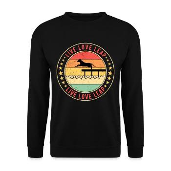 Dock Diving Live Love Leap - Unisex Pullover - Schwarz - Vorne - Alina (178cm) & Michal (187cm)