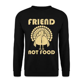 Happy Thanks Vegan - Turkey Friend Not Food - Unisex Sweatshirt - black - Front - Alina (178cm) & Michal (187cm)