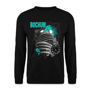 Bochum Deutschland Stadt Skyline Vintage Retro - Unisex Pullover - Schwarz - Vorne - Alina (178cm) & Michal (187cm)