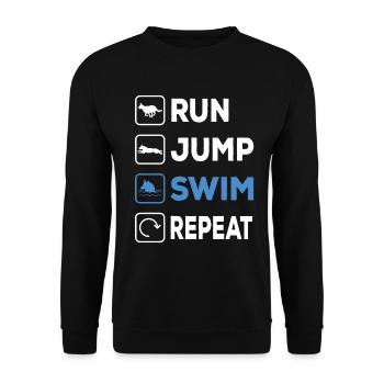 Run Jump Swim Repeat Dock Diving Dog - Unisex Sweatshirt - black - Front - Alina (178cm) & Michal (187cm)
