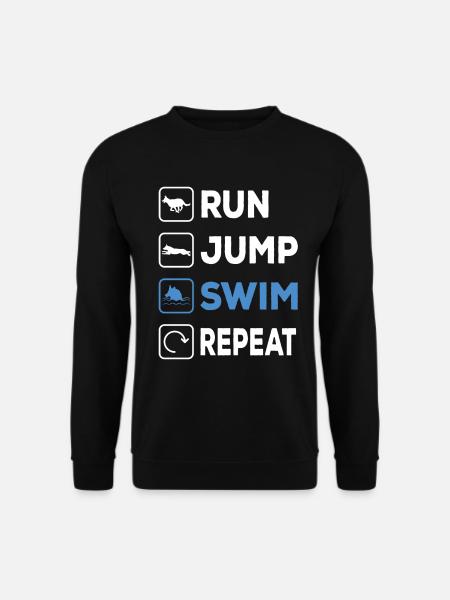 Run Jump Swim Repeat Dock Diving Dog - Unisex Pullover - Schwarz