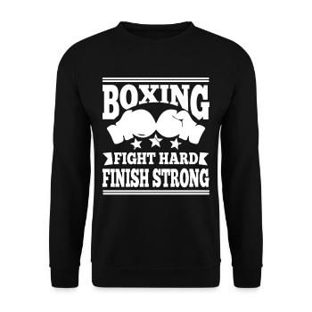 Boxing Fight Hard Finish Strong Boxing Gloves Gift - Unisex Pullover - Schwarz - Vorne - Alina (178cm) & Michal (187cm)