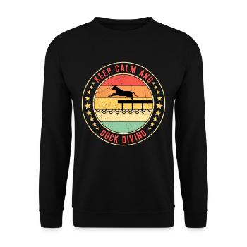 Keep Calm And Dock Diving - Unisex Pullover - Schwarz - Vorne - Alina (178cm) & Michal (187cm)