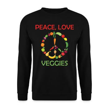 Vegan Gardening Quote Peace Love Veggies - Unisex Sweatshirt - black - Front - Alina (178cm) & Michal (187cm)