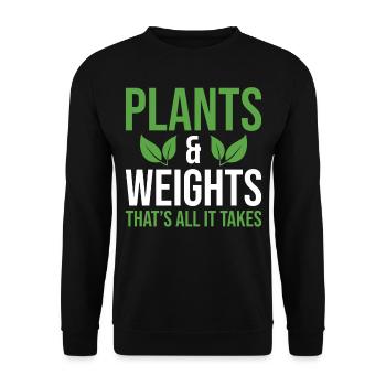 Végétalien Jardinage Citer Plantes et Poids C’est tout - Sweat-shirt Unisexe - noir - Devant - Alina (178cm) & Michal (187cm)