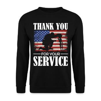 Journée des anciens combattants - Merci pour votre service - Patrio - Sweat-shirt Unisexe - noir - Devant - Alina (178cm) & Michal (187cm)