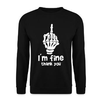 Middle Finger Bone I M FINE THANK YOU - Unisex Sweatshirt - black - Front - Alina (178cm) & Michal (187cm)