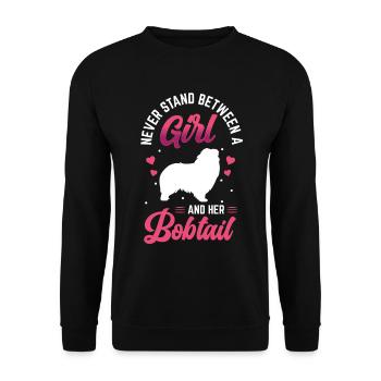 Fille avec Bobtail Old English Sheepdog - Sweat-shirt Unisexe - noir - Devant - Alina (178cm) & Michal (187cm)