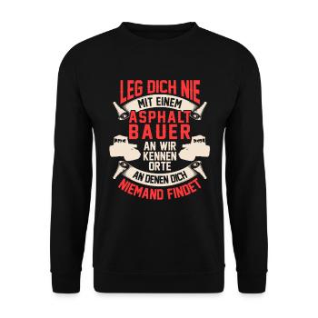 Asphaltbauer kennen Orte Straßenbauer - Unisex Pullover - Schwarz - Vorne - Alina (178cm) & Michal (187cm)