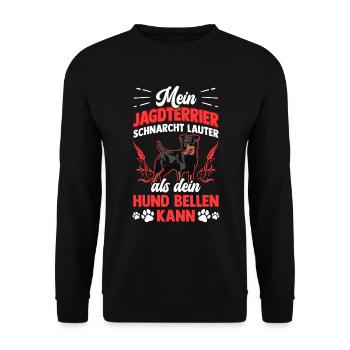 Jagdterrier schnarcht lauter Deutscher Jagdterrier - Unisex Pullover - Schwarz - Vorne - Alina (178cm) & Michal (187cm)