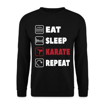 Eat Sleep Karate Repeat Funny japan Martial Arts - Unisex Sweatshirt - black - Front - Alina (178cm) & Michal (187cm)