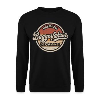Baggerfahrer Vintage Bagger Baggerführer - Unisex Pullover - Schwarz - Vorne - Alina (178cm) & Michal (187cm)