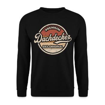 Dachdecker Original Vintage Dachdecken - Unisex Pullover - Schwarz - Vorne - Alina (178cm) & Michal (187cm)