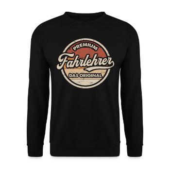 Bester Fahrlehrer Vintage Fahrschule - Unisex Pullover - Schwarz - Vorne - Alina (178cm) & Michal (187cm)