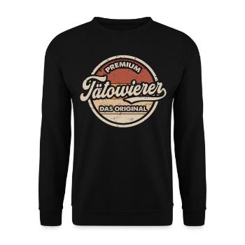 Tätowierer Vintage Tattoostudio Lustiges Tattoo - Unisex Pullover - Schwarz - Vorne - Alina (178cm) & Michal (187cm)