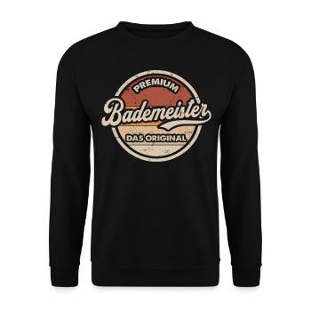 Bademeister Original Lustiges Rettungsschwimmer - Unisex Pullover - Schwarz - Vorne - Alina (178cm) & Michal (187cm)