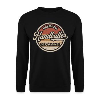 Handballer Original Handballspieler Lustiges - Unisex Pullover - Schwarz - Vorne - Alina (178cm) & Michal (187cm)
