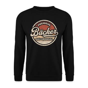 Bäcker Original Vintage Bäckerin Bäckerei - Unisex Pullover - Schwarz - Vorne - Alina (178cm) & Michal (187cm)