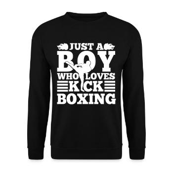 Kickboxer - Just A Boy Who Loves Kickboxing Gift - Unisex Pullover - Schwarz - Vorne - Alina (178cm) & Michal (187cm)