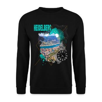 Heidelberg Deutschland Stadt Skyline Vintage Retro - Unisex Pullover - Schwarz - Vorne - Alina (178cm) & Michal (187cm)