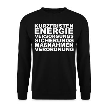 Kurzfristenenergieversorungsmaßnahmenverordnung - Unisex Pullover - Schwarz - Vorne - Alina (178cm) & Michal (187cm)