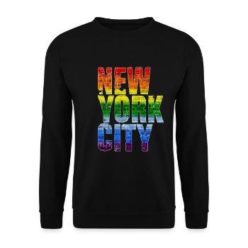 Regenbogen New York City LGBT - Unisex Pullover - Schwarz - Vorne - Alina (178cm) & Michal (187cm)