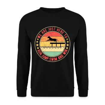 Dock Diving Run, Jump, Swim and Win - Unisex Pullover - Schwarz - Vorne - Alina (178cm) & Michal (187cm)