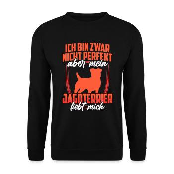 Jagdterrier liebt mich Deutscher Jagdterrier - Unisex Pullover - Schwarz - Vorne - Alina (178cm) & Michal (187cm)