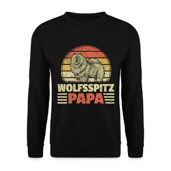 Wolfsspitz Papa deutscher Spitz Keeshond - Unisex Pullover - Schwarz - Vorne - Alina (178cm) & Michal (187cm)