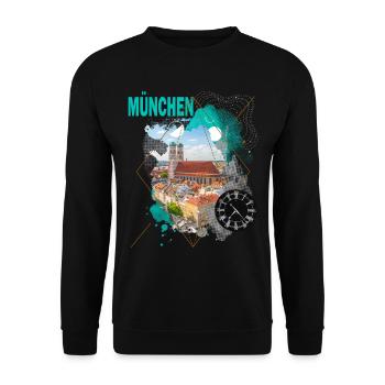 Munich Germany City Skyline Vintage Retro - Unisex Sweatshirt - black - Front - Alina (178cm) & Michal (187cm)