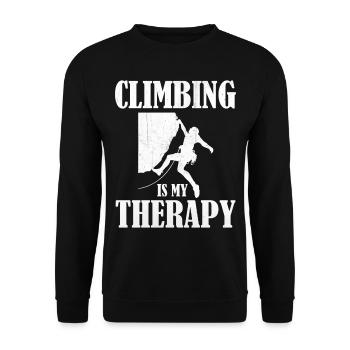 Bouldering Hiking Rock Climbing - This Is My Thera - Unisex Sweatshirt - black - Front - Alina (178cm) & Michal (187cm)