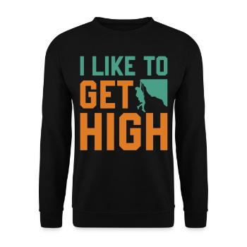 Bouldering Hiking Climbing - I Like To Get High - Unisex Pullover - Schwarz - Vorne - Alina (178cm) & Michal (187cm)