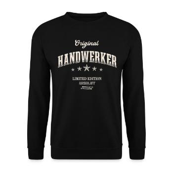 Handwerker Limited Edition Lustiges Handwerk - Unisex Pullover - Schwarz - Vorne - Alina (178cm) & Michal (187cm)