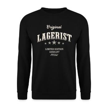 Lagerist Limited Edition Lagerlogistik - Unisex Pullover - Schwarz - Vorne - Alina (178cm) & Michal (187cm)