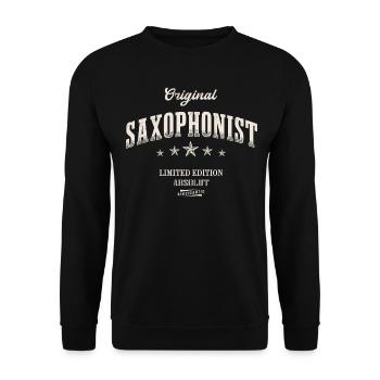 Saxophon Limited Edition Saxophonspieler - Unisex Pullover - Schwarz - Vorne - Alina (178cm) & Michal (187cm)