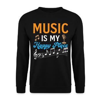 Guitariste - Music Is My Happy Place - Sweat-shirt Unisexe - noir - Devant - Alina (178cm) & Michal (187cm)