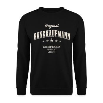 Bankkaufmann Limited Edition Banker - Unisex Pullover - Schwarz - Vorne - Alina (178cm) & Michal (187cm)