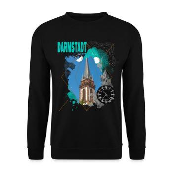 Darmstadt Germany City Skyline Vintage Retro - Unisex Sweatshirt - black - Front - Alina (178cm) & Michal (187cm)