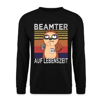 Beamtenstatus & lustige Beamten Sprüche - Unisex Pullover - Schwarz - Vorne - Alina (178cm) & Michal (187cm)