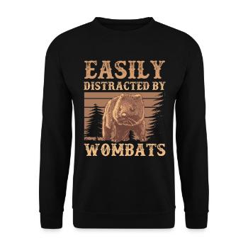 Distracted by Wombat Australia Marsupial - Unisex Sweatshirt - black - Front - Alina (178cm) & Michal (187cm)