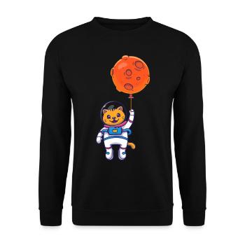 Space Cat Moon Planets Astronaut Space Balloons - Unisex Sweatshirt - black - Front - Alina (178cm) & Michal (187cm)