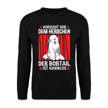 Bobtail Herrchen altenglischer Schäferhund - Unisex Pullover - Schwarz - Vorne - Alina (178cm) & Michal (187cm)