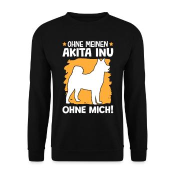 Ohne meinen Akita Inu ohne mich japanischer Spitz - Unisex Pullover - Schwarz - Vorne - Alina (178cm) & Michal (187cm)