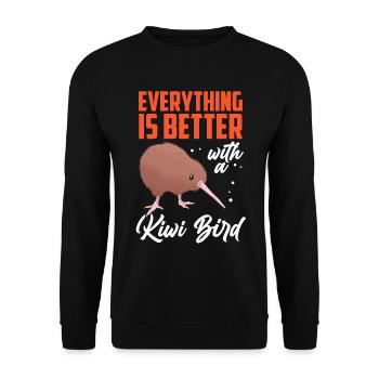 Kiwi Vogel alles besser Neuseeland Kiwi - Unisex Pullover - Schwarz - Vorne - Alina (178cm) & Michal (187cm)