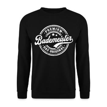 Bademeister Original Lustiges Rettungsschwimmer - Unisex Pullover - Schwarz - Vorne - Alina (178cm) & Michal (187cm)