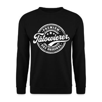 Tätowierer Original Tattoostudio Lustiges Tattoo - Unisex Pullover - Schwarz - Vorne - Alina (178cm) & Michal (187cm)